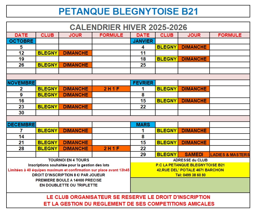 B21   Calendrier tournoi hiver 2025.26