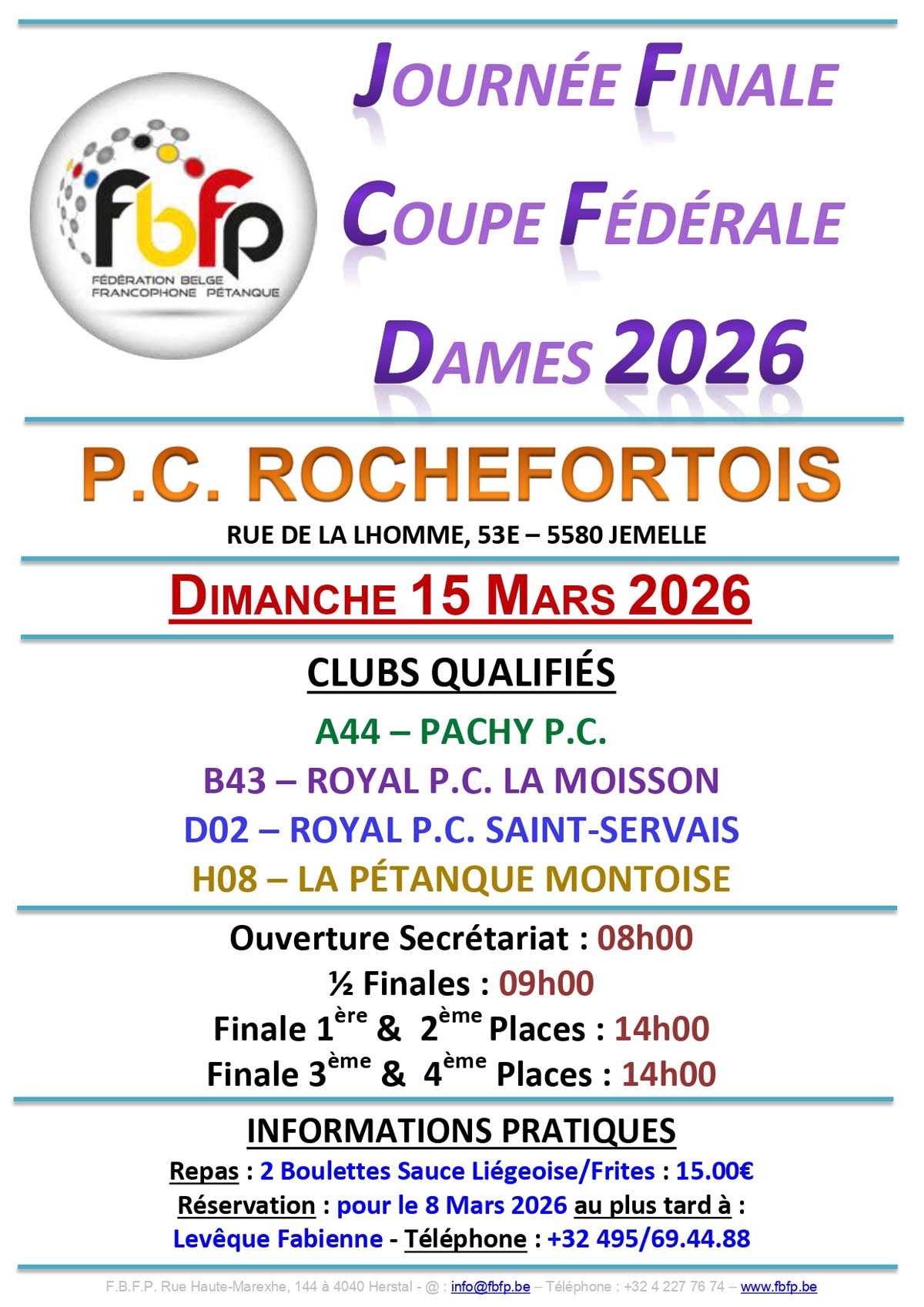 FBFP Affiche Coupe Federale Veterans Dames 2026 MONTOISE