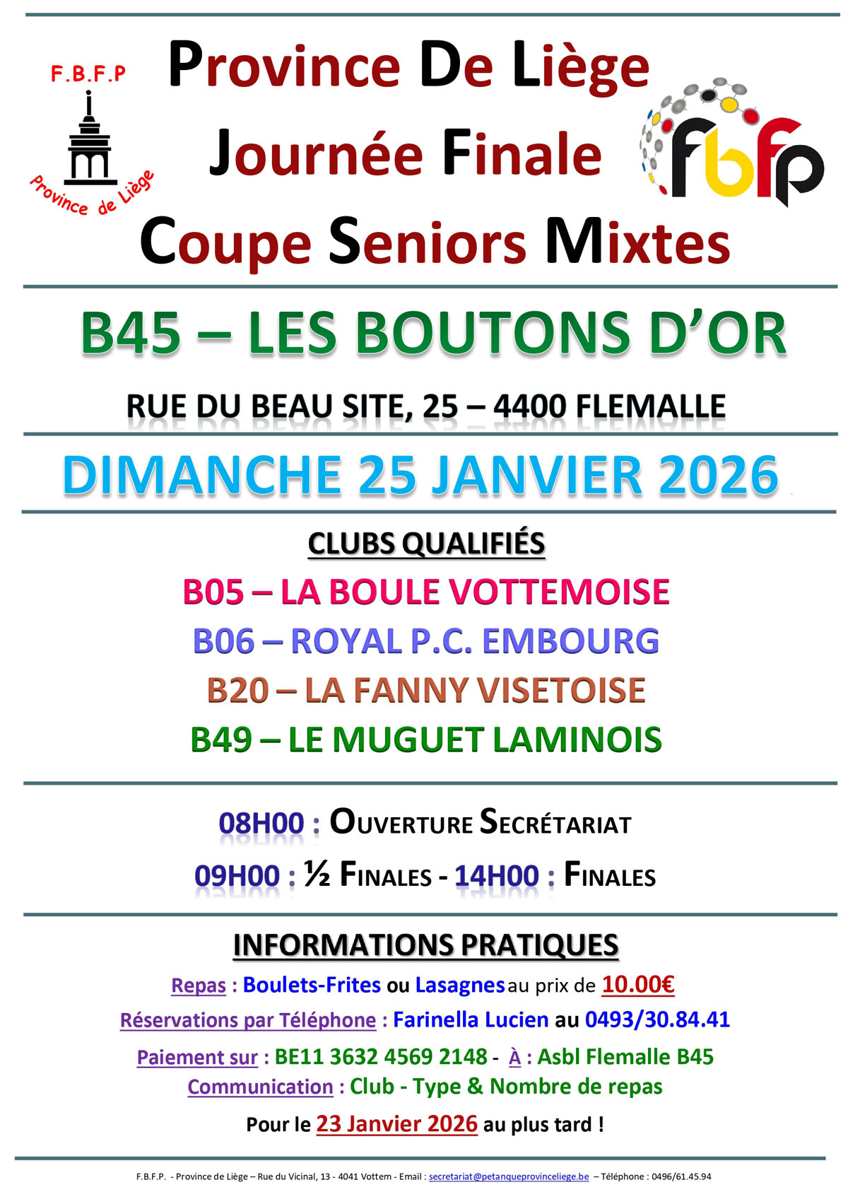 Affiche Coupe SENIORS MIXTES A   2025 2026